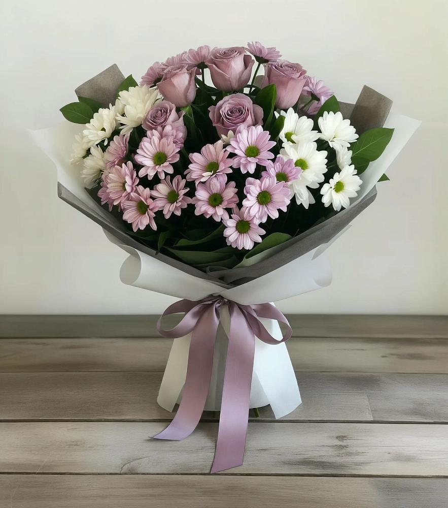 Букет цветов из: Хризантемы и Розы в Князе-Волконском