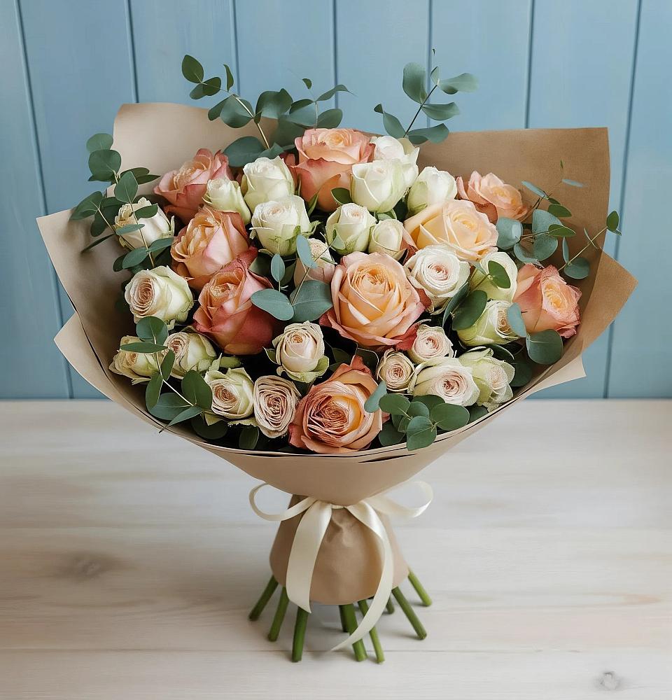 Букет цветов из: Альстромерии и Розы в Князе-Волконском