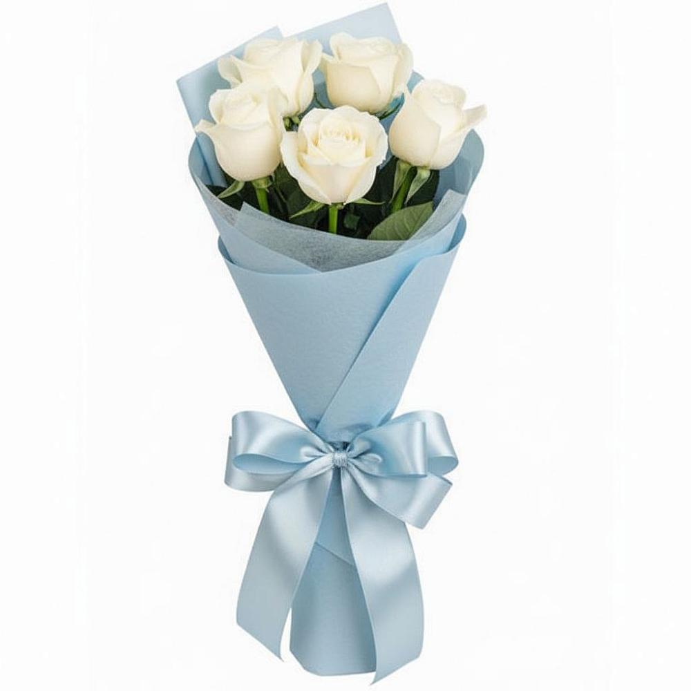 Букет 5 Белых роз Проуд в Князе-Волконском