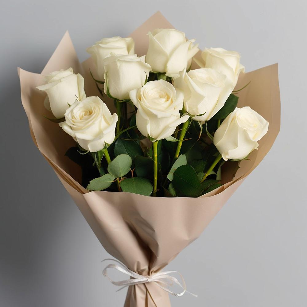 Букет 9 Белых роз Эдлесс Лав в Князе-Волконском