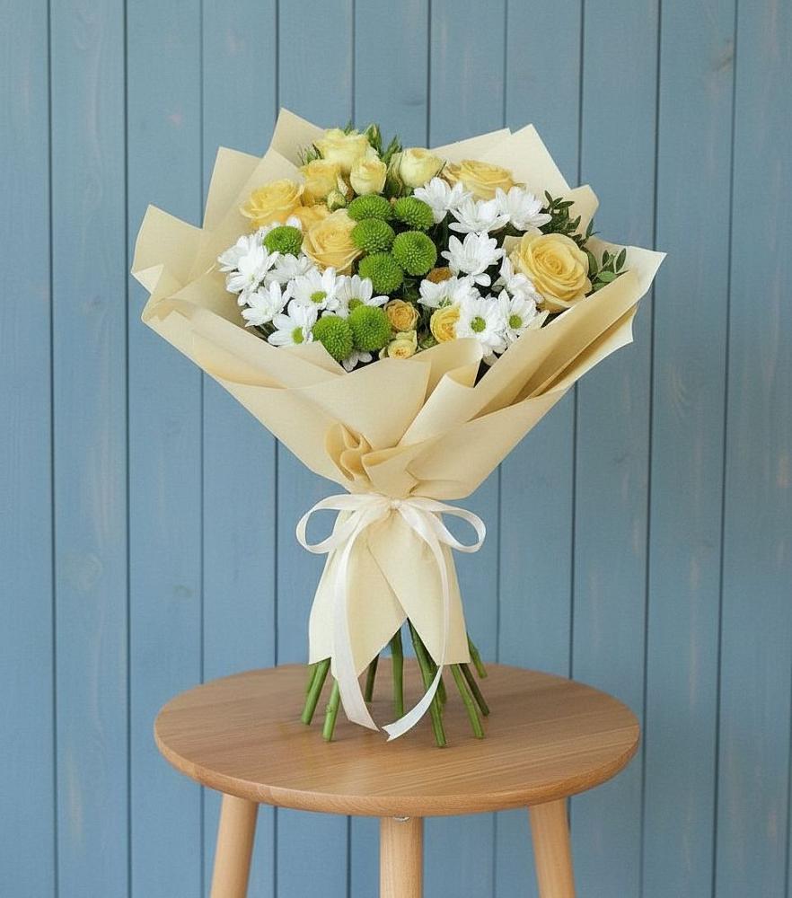 Букет цветов из: Хризантемы и Розы в Князе-Волконском