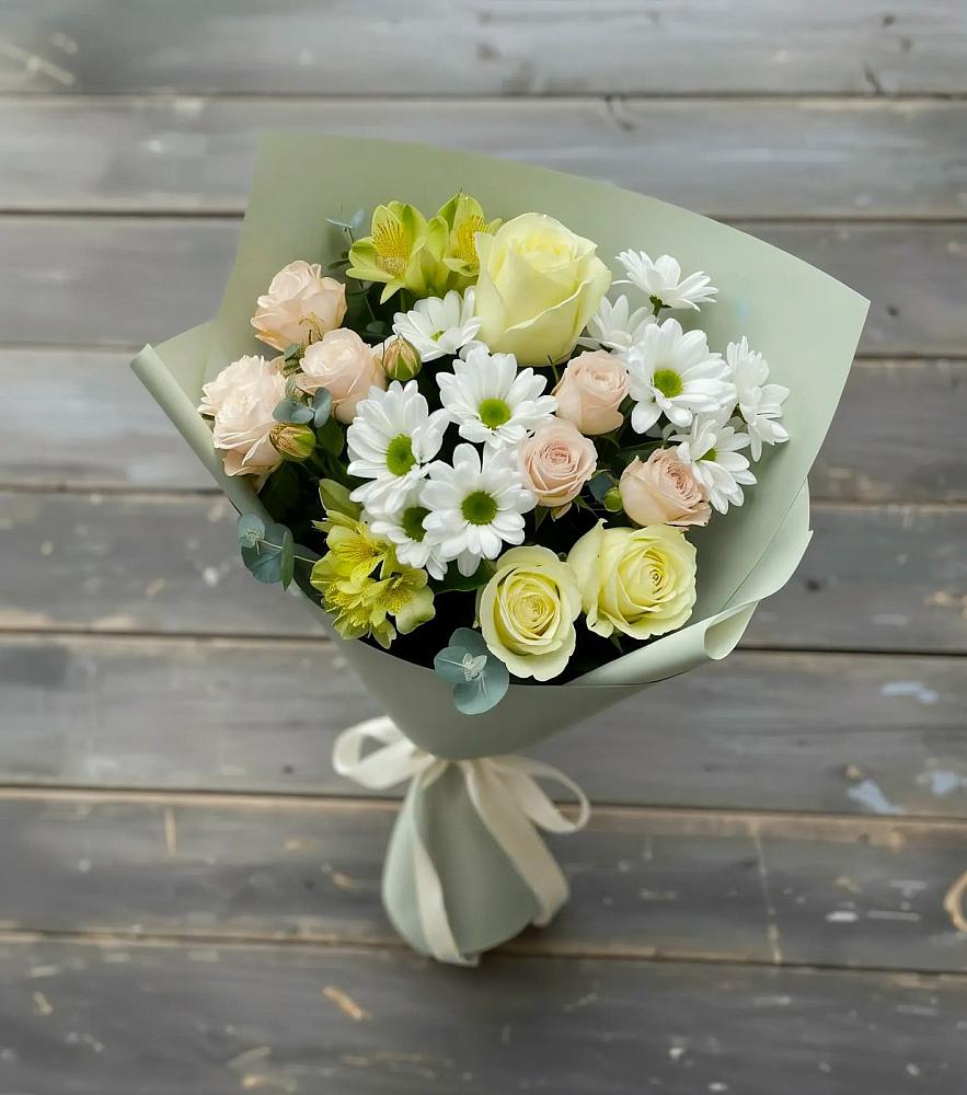 Букет цветов из: Альстромерии, Розы и Хризантемы в Князе-Волконском