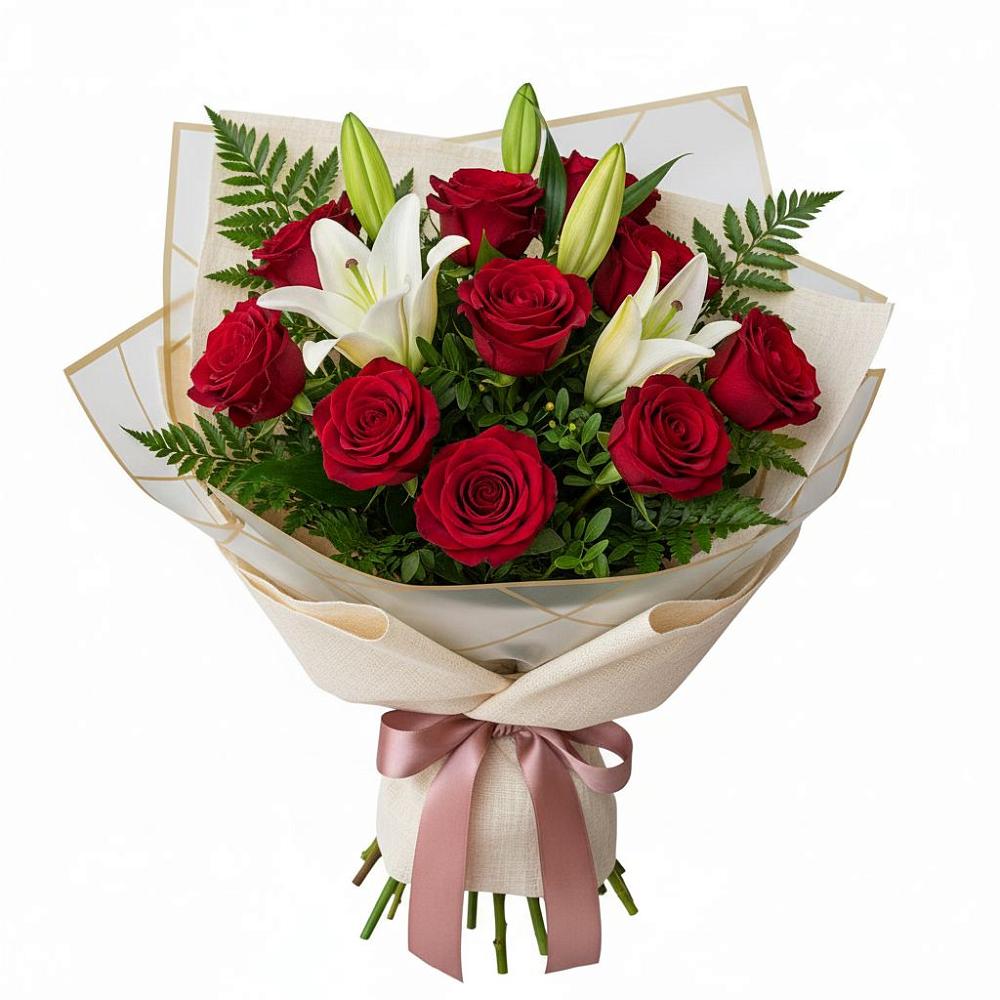 Букет цветов из: Лилии и Розы в Князе-Волконском