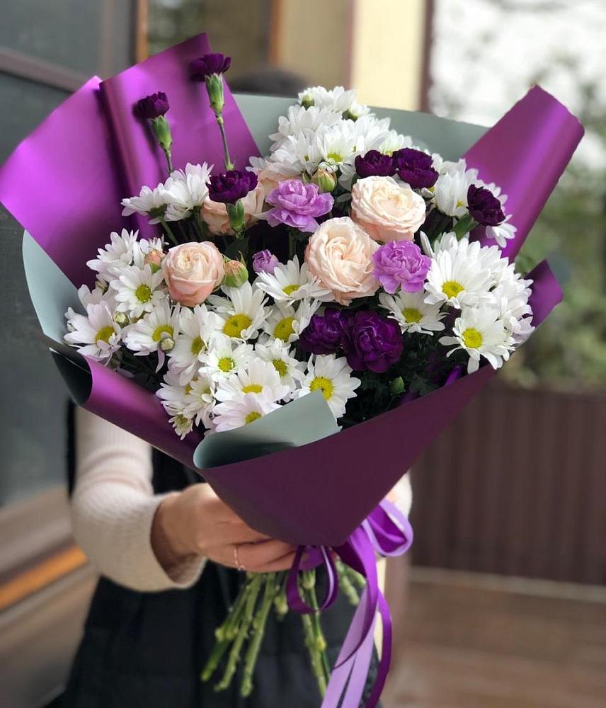 Букет цветов из: Хризантемы, Гвоздики и Розы в Князе-Волконском