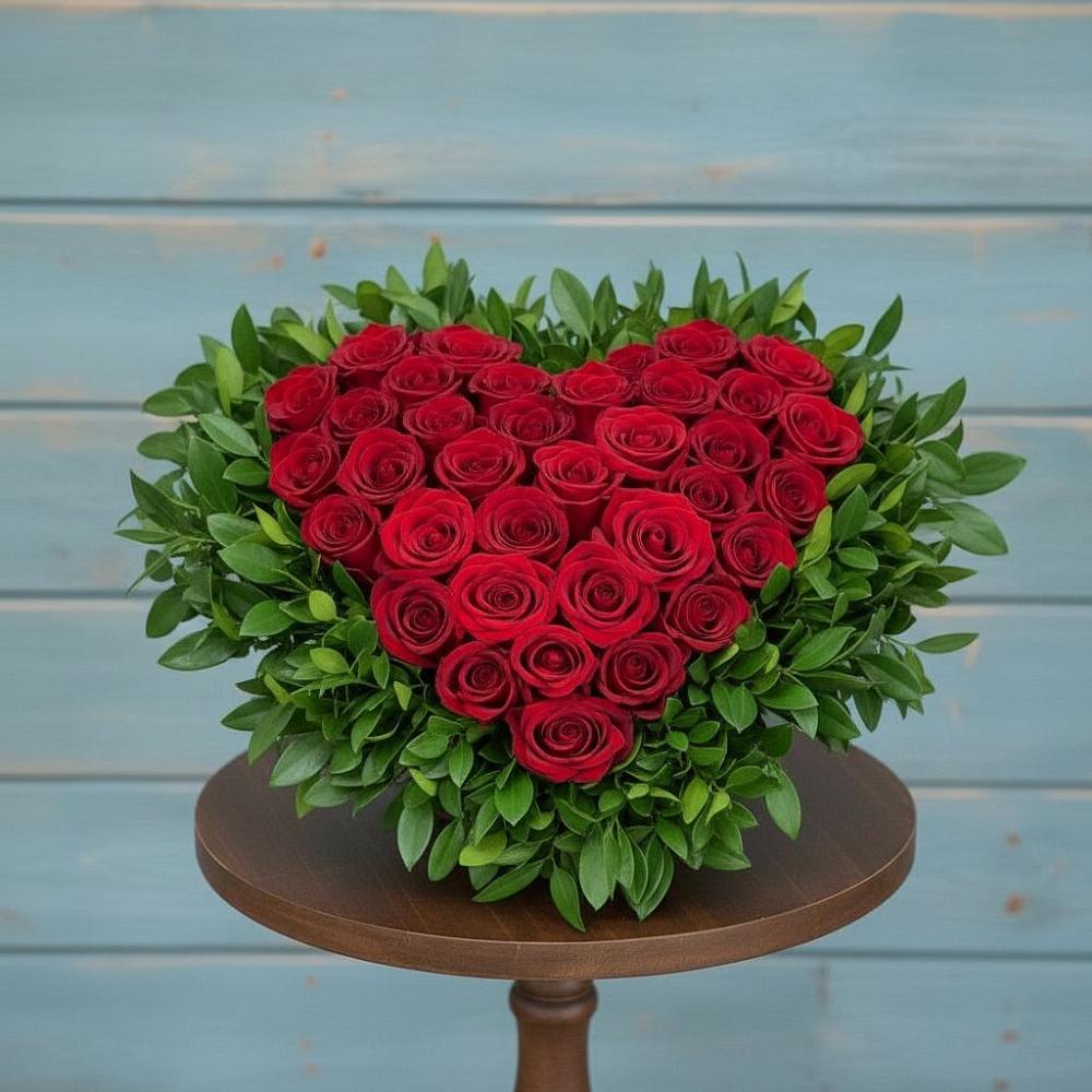 Цветочная композиция из Розы в виде сердца в Князе-Волконском