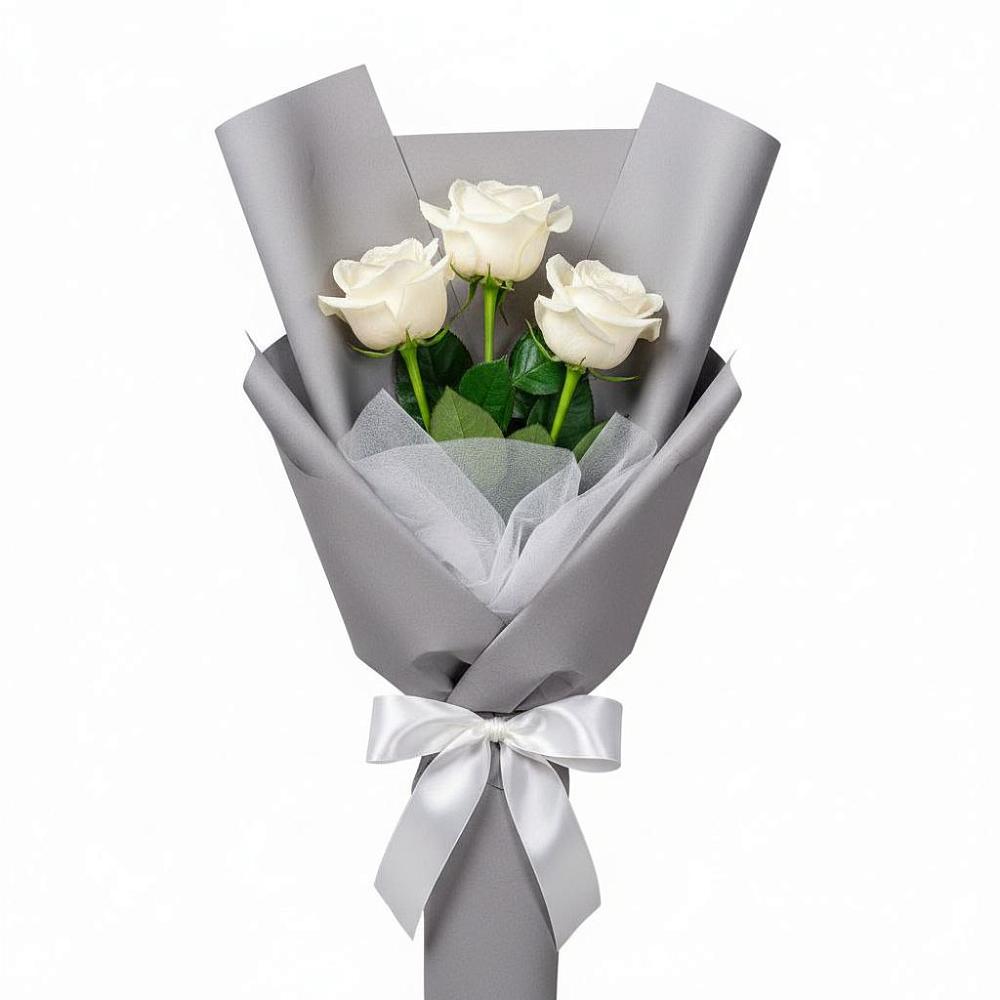 Букет 3 белые розы в Князе-Волконском