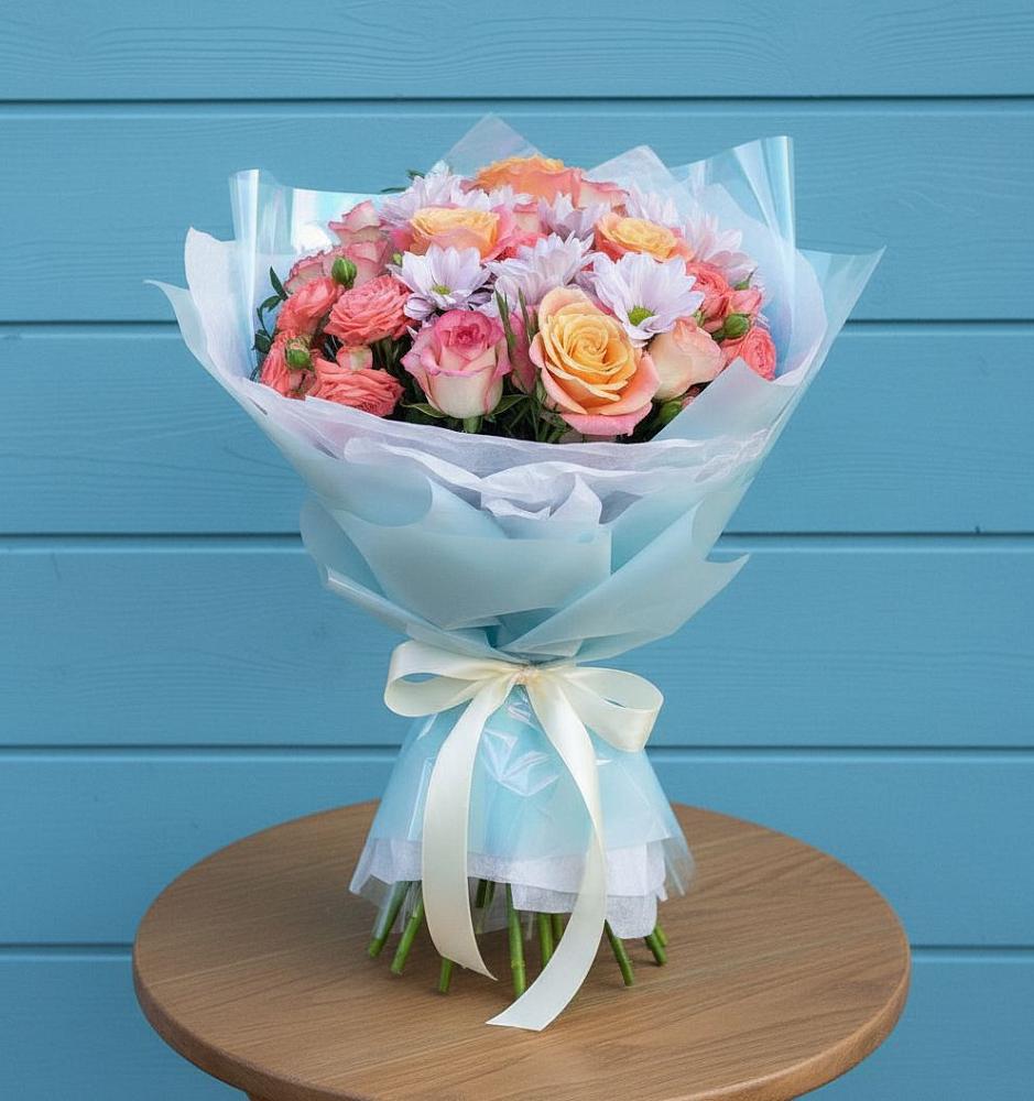 Букет цветов из: Хризантемы и Розы в Князе-Волконском