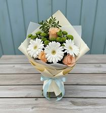 Букет цветов из:  Герберы, Розы и Хризантемы в Князе-Волконском