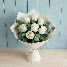 Букет Белые розы в Эвкалипте в Князе-Волконском