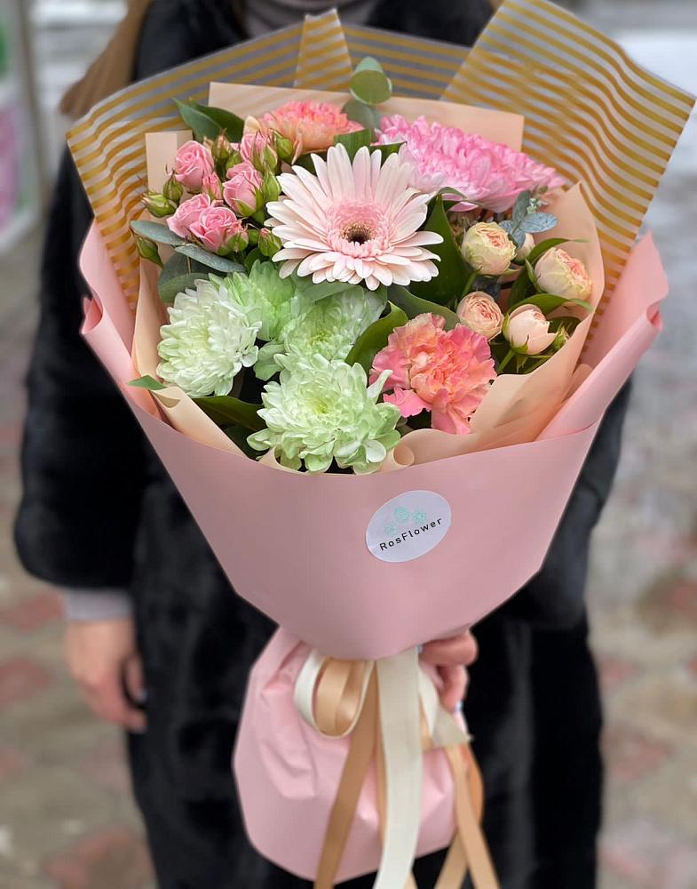 Букет цветов из: Герберы, Хризантемы и Розы в Князе-Волконском