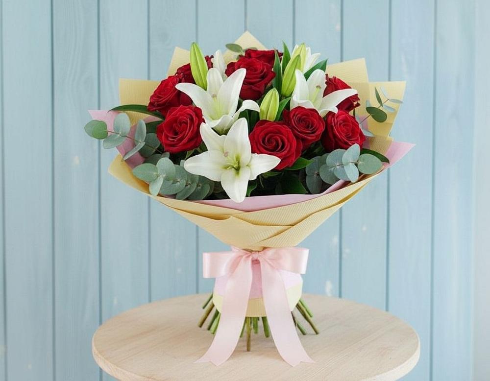 Букет цветов из: Лилии и Розы в Князе-Волконском